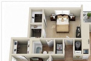 floor plan of a 2 bedroom 2 bath apartment
